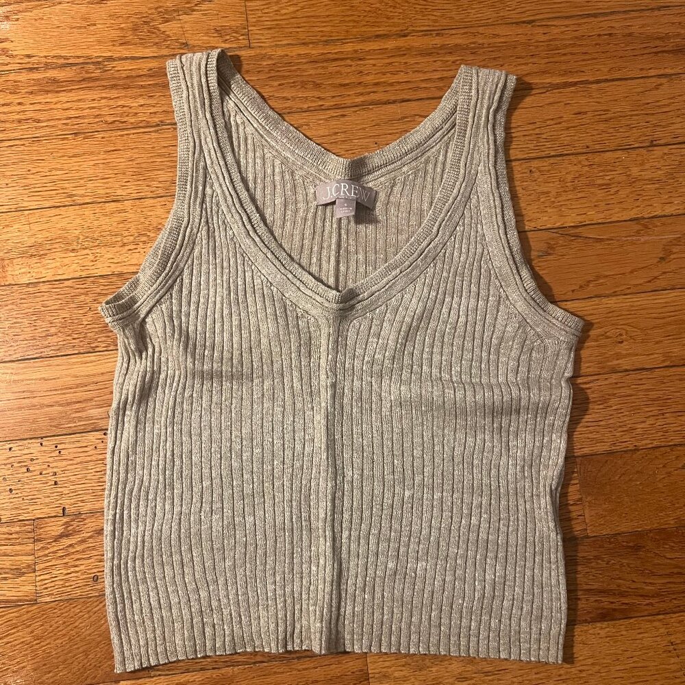 JCrew V-Neck Walnut Heather Rib Sweater Tank Top